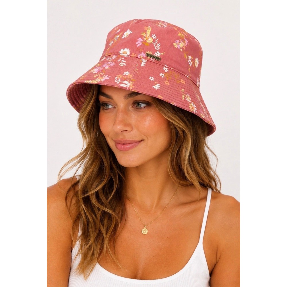 Billabong Floral Bucket Hat Pink Boho Beach Festival Sun Hat One Size Women